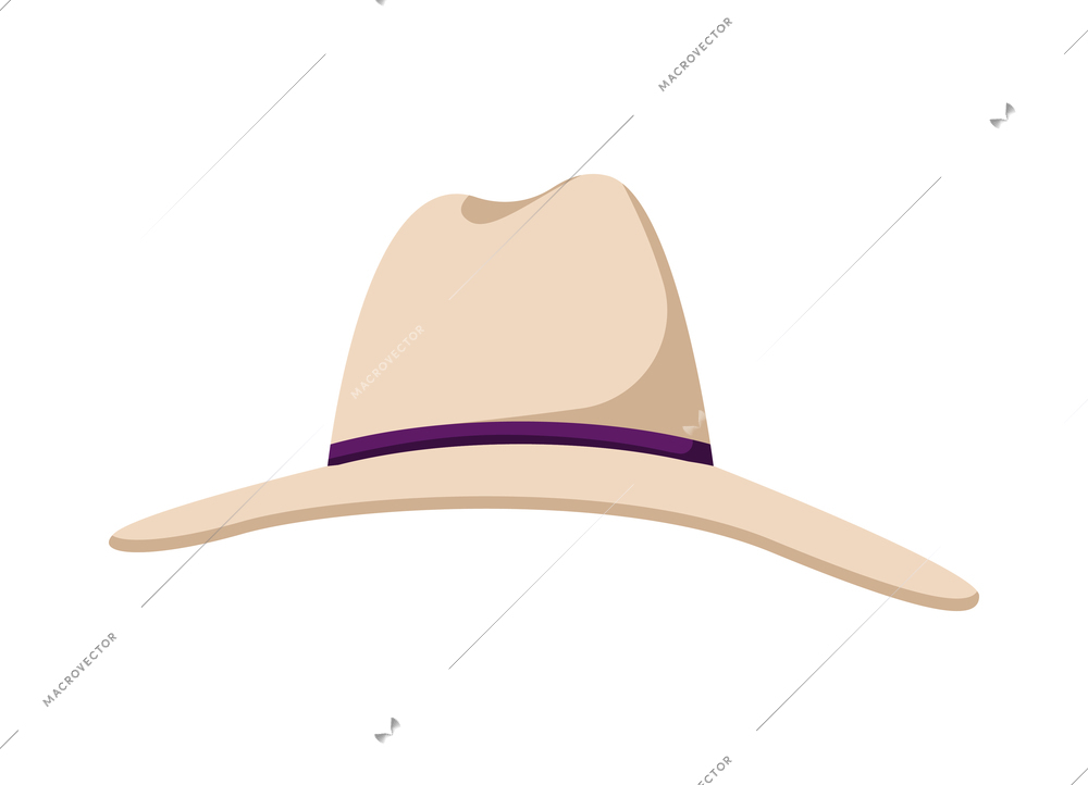 Brown male hat in retro style flat vector illustration