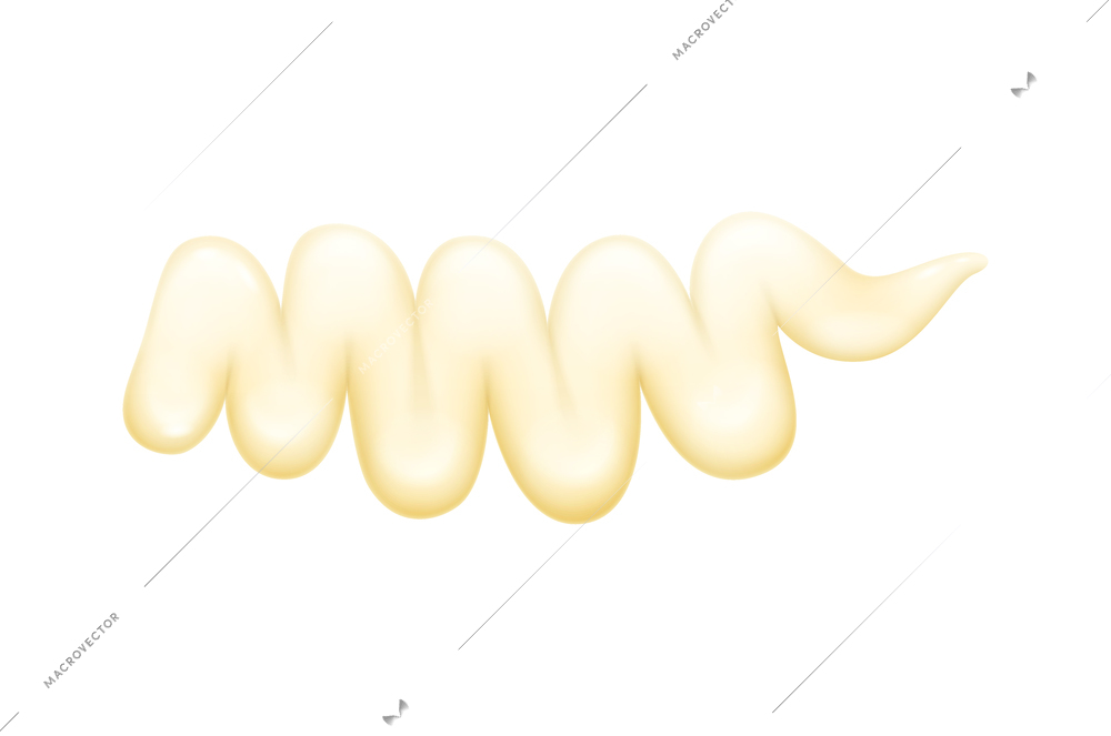 Fresh mayonnaise sauce strip on white background realistic vector illustration