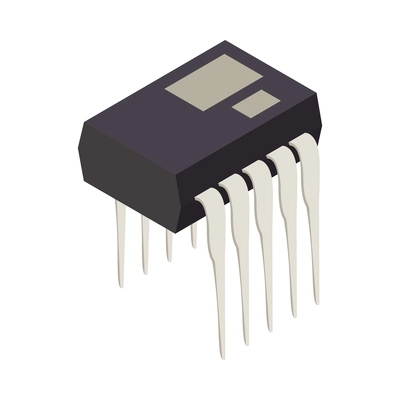 Semiconductor electronic circuit board component isometric vector illustration