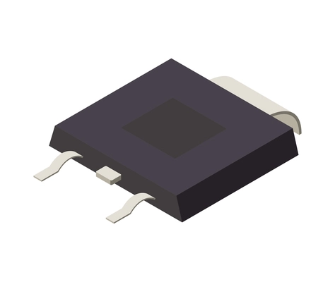 Isometric icon with 3d semiconductor microchip element vector illustration