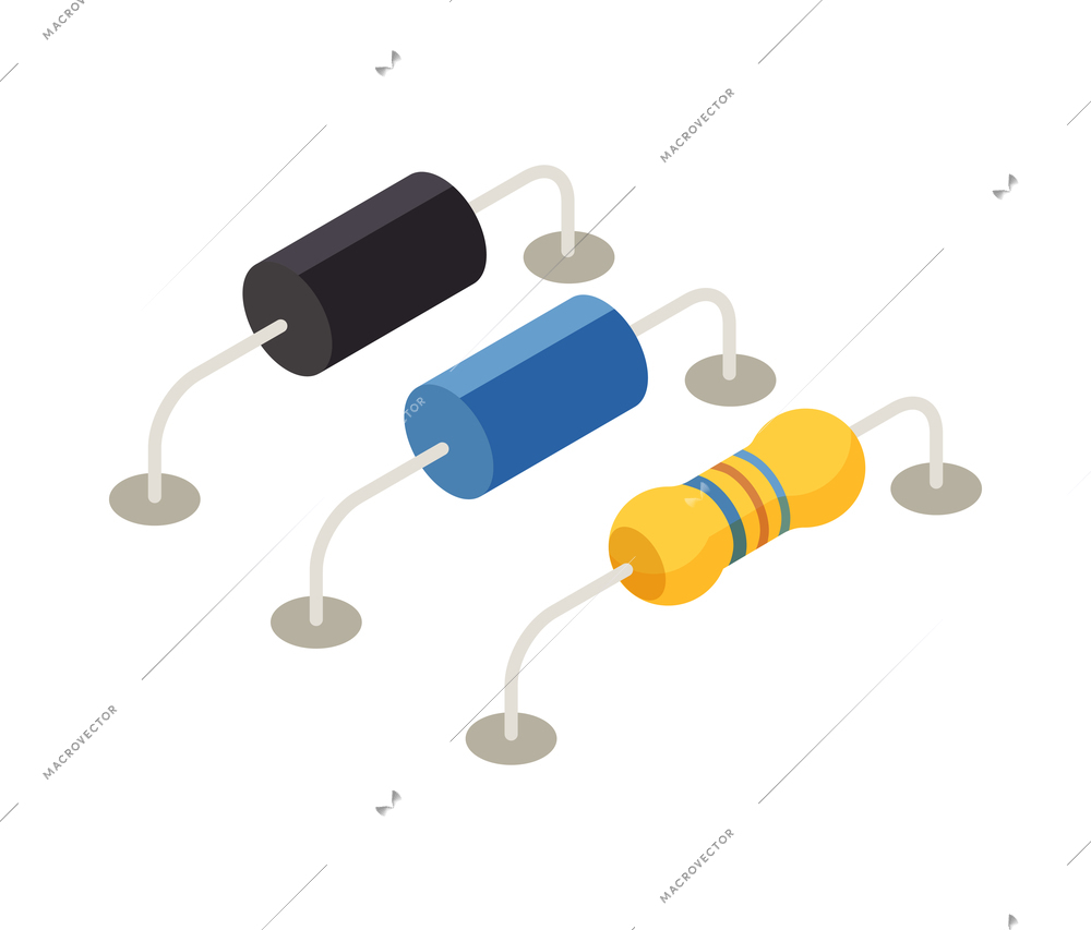 Resistors electronic components icon isolated on white background isometric vector illustration