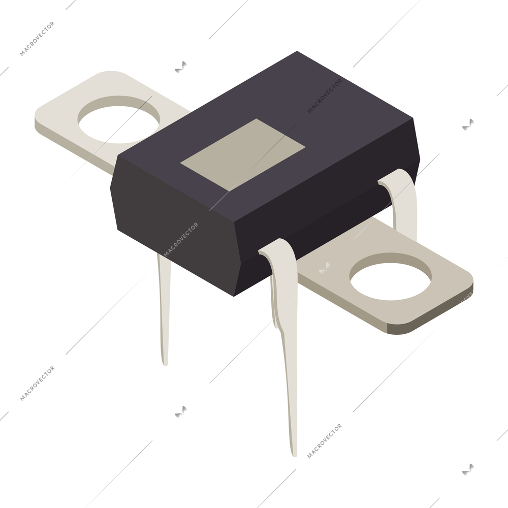 Transistor electronic component isometric icon vector illustration