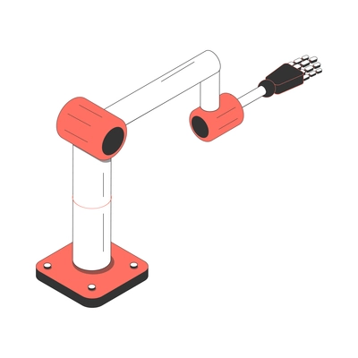 Industrial robotic arm icon on white background 3d vector illustration