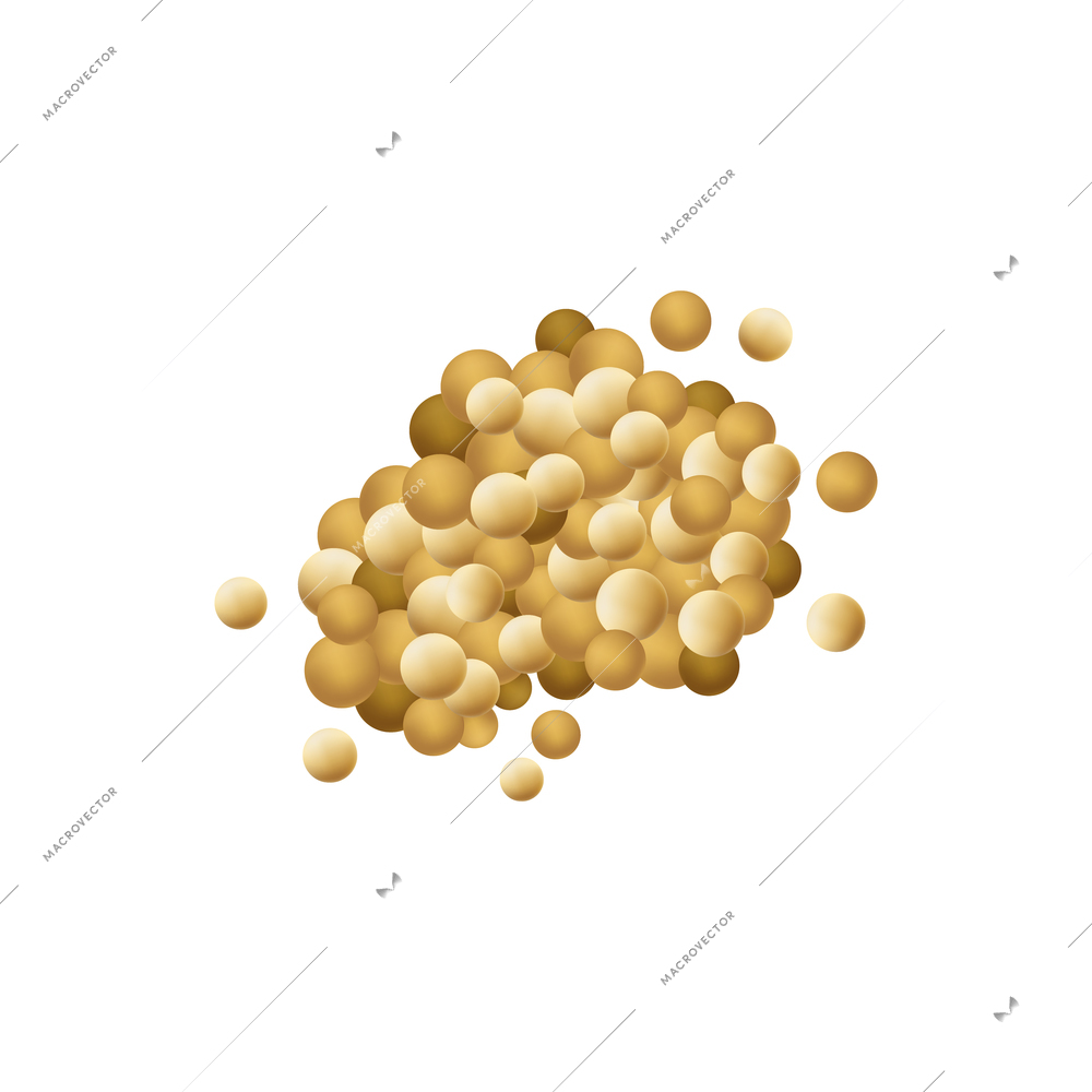 Realistic heap of dry mustard seeds on white background vector illustration