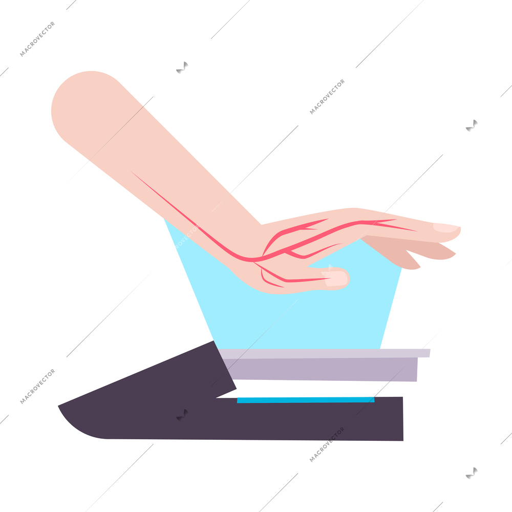 Biometric authentication technology flat icon with human hand being scanned vector illustration