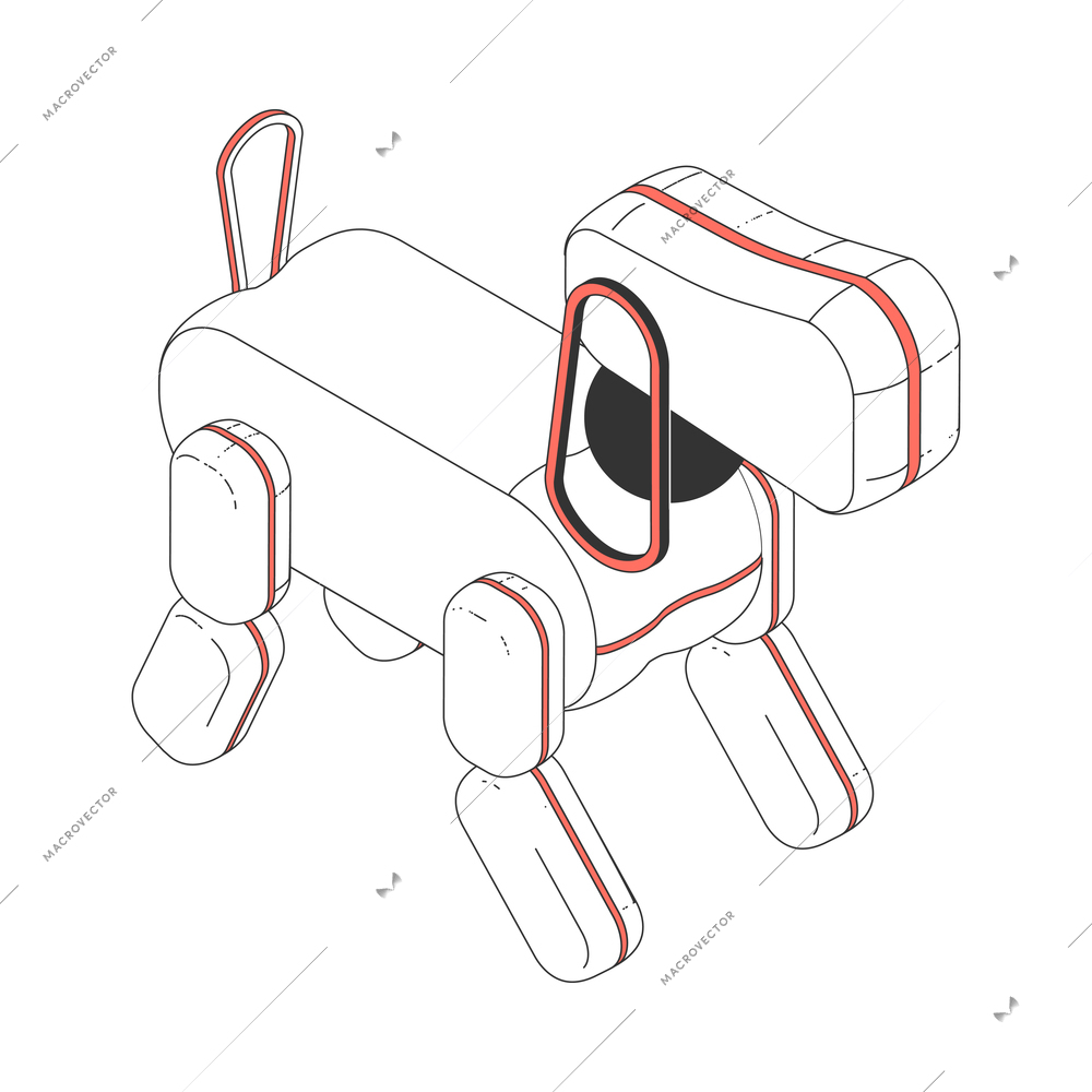 Isometric icon with robotic pet dog on white background 3d vector illustration