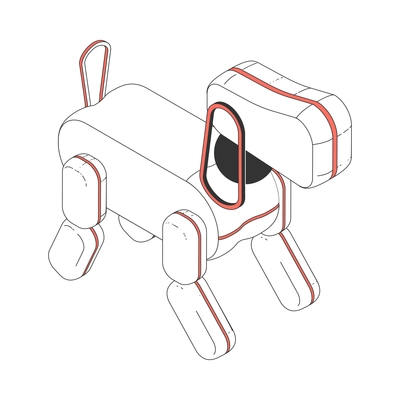 Isometric icon with robotic pet dog on white background 3d vector illustration
