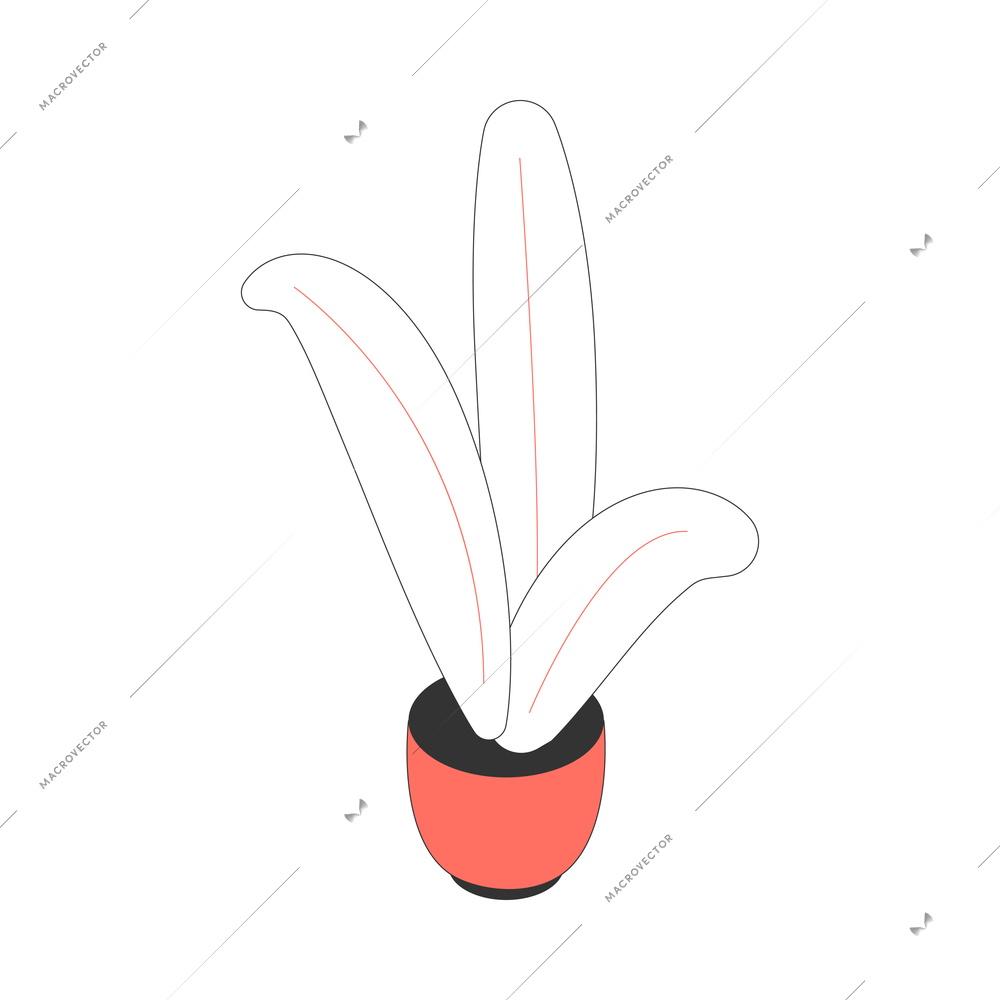 Isometric icon with potted house plant on white background 3d vector illustration