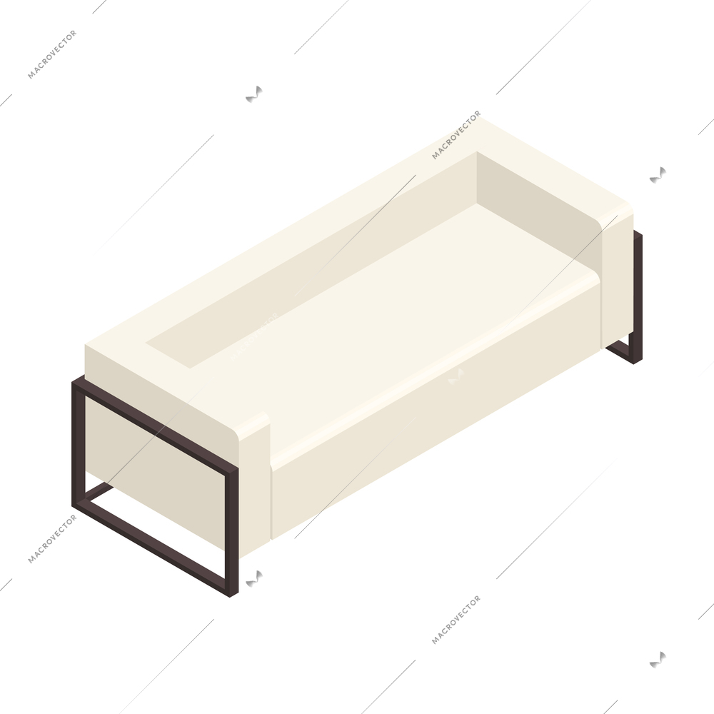 White sofa living room in modern loft interior style isometric icon 3d vector illustration