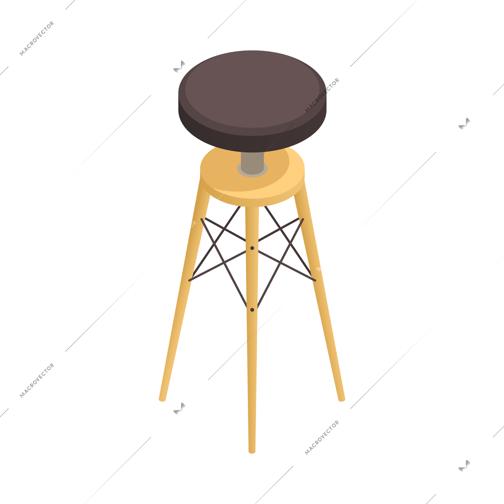 Modern bar stool in loft style on white background isometric vector illustration