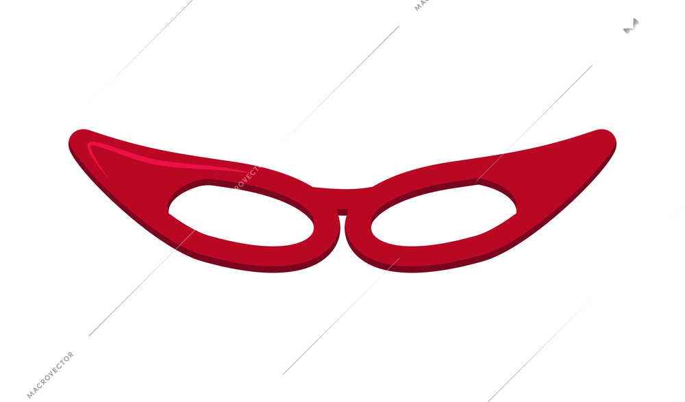 Holiday props flat icon with red mask glasses on white background vector illustration