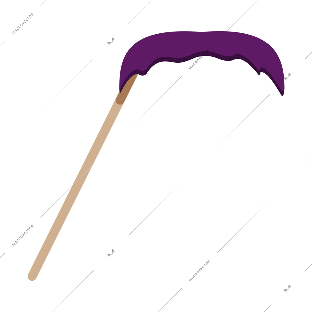 Mustache on stick photo booth accessory flat icon on white background vector illustration