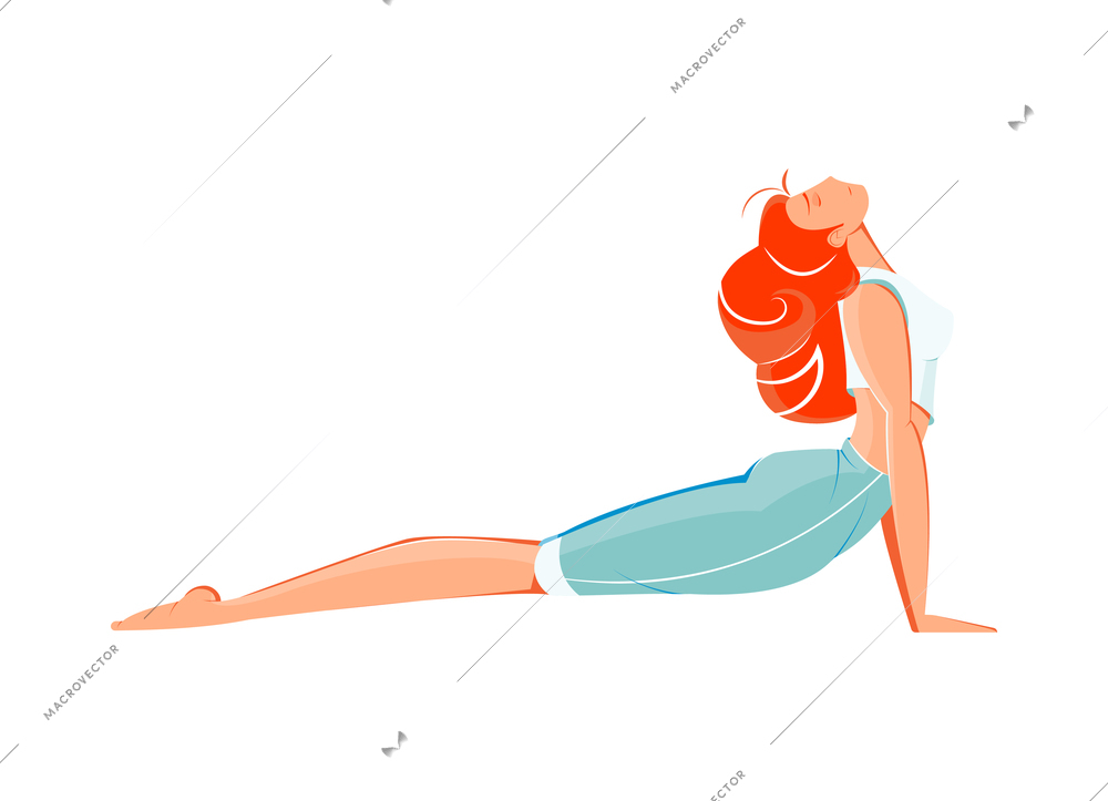 Flat icon with woman practicing yoga cobra position vector illustration