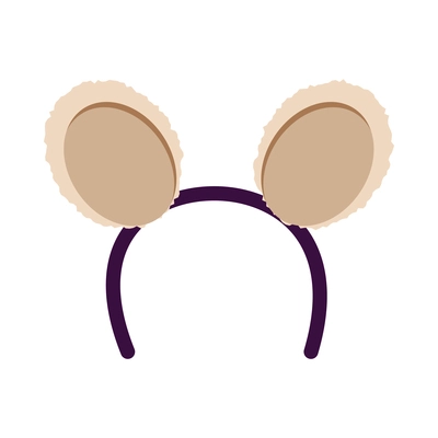 Funny holiday accessory headband with animal ears on white background flat vector illustration