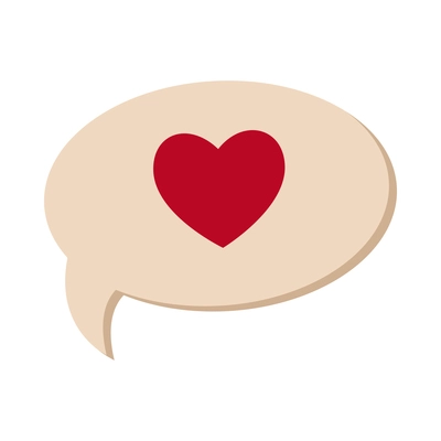 Flat red heart in speech bubble symbol vector illustration