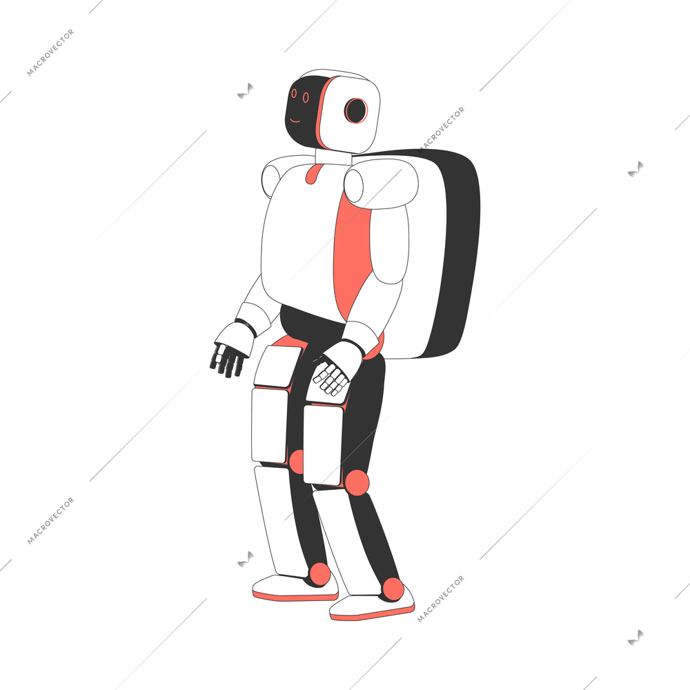 Cute robot robotic character isometric icon on blank background 3d vector illustration