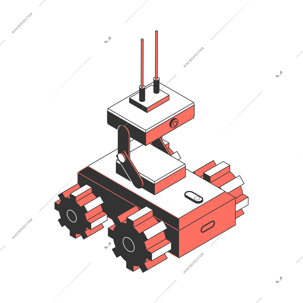 Isometric icon with remoted controlled robot on white background 3d vector illustration