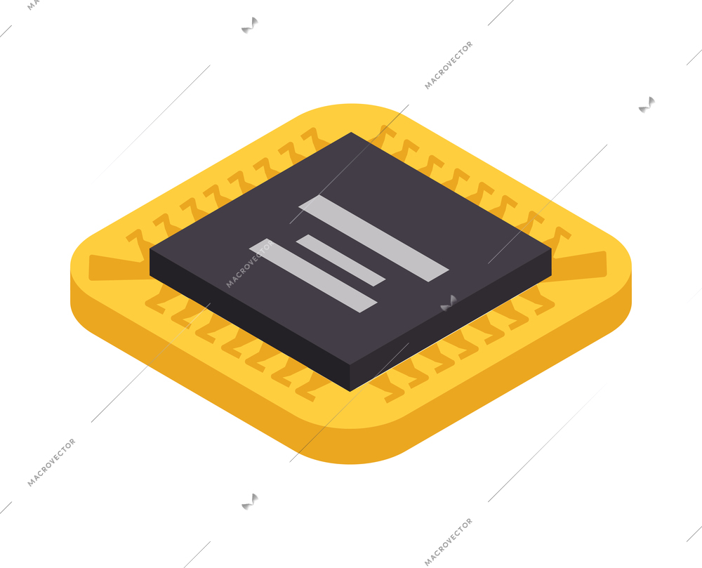 Semiconductor element microchip isometric icon 3d vector illustration