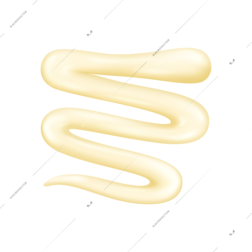 Realistic mayonnaise sauce element with wavy line vector illustration