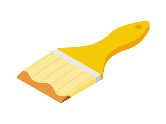Yellow paint brush isometric icon on blank background vector illustration