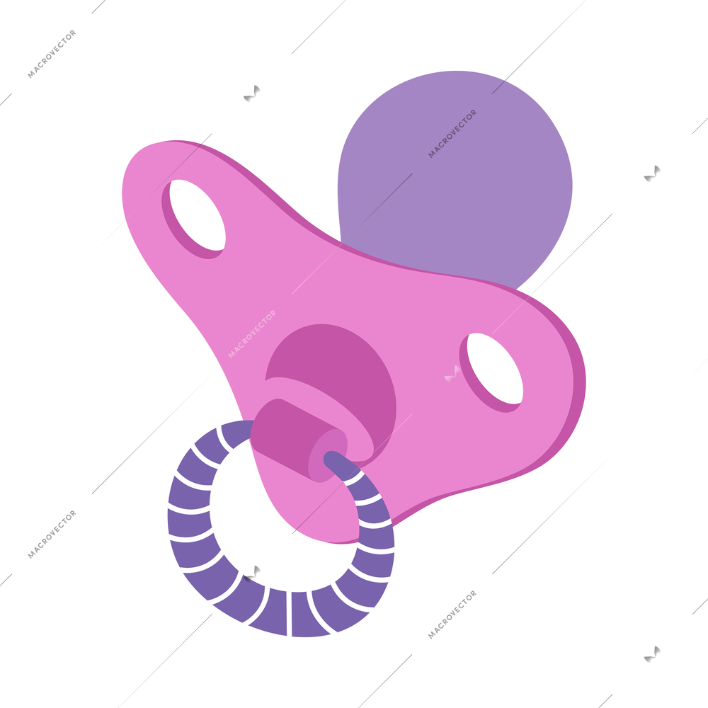 Colorful baby dummy on white background isometric vector illustration