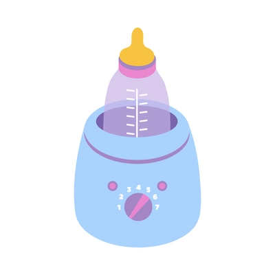 Isometric colored baby bottle warmer icon on white background vector illustration