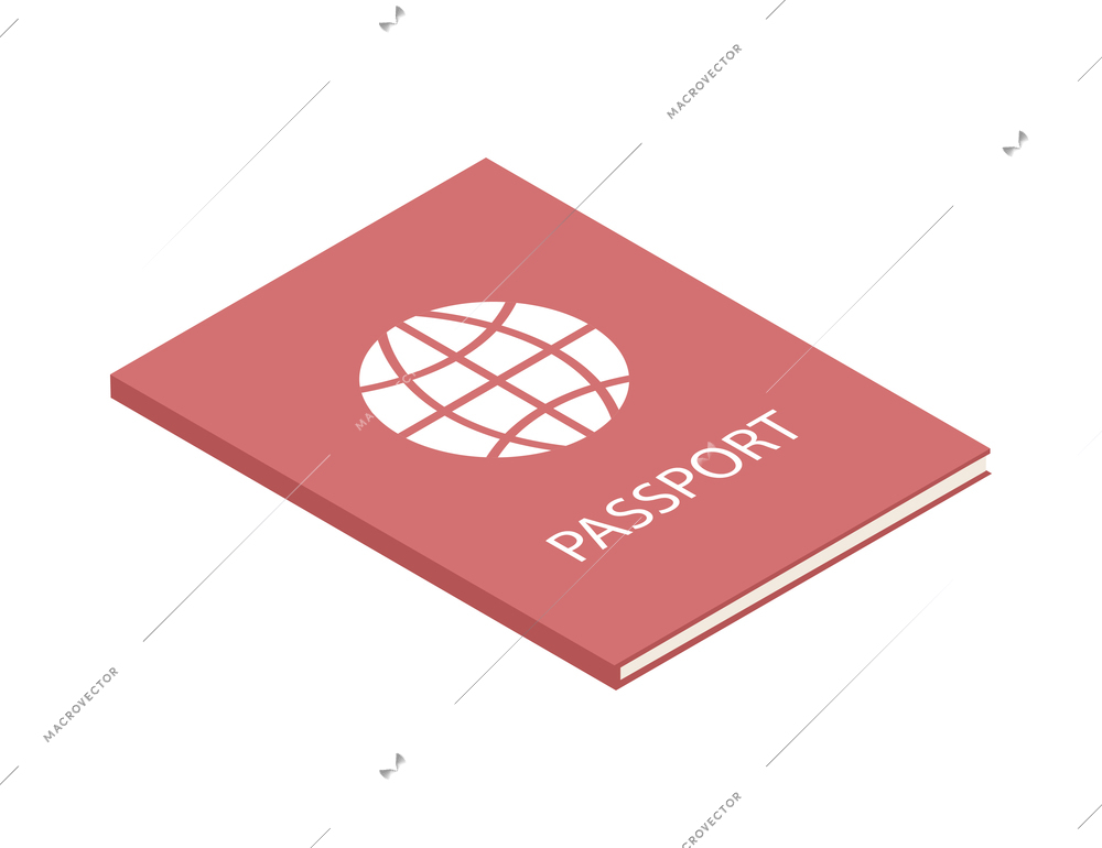 Passport icon in isometric style on blank background vector illustration