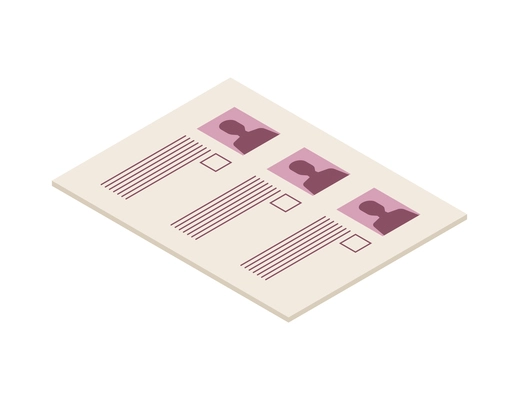 Ballot with three candidates voting isometric icon vector illustration