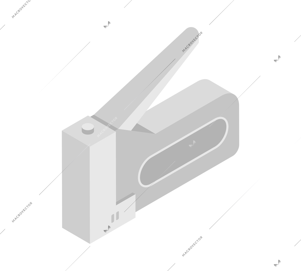 Staple gun building tool isometric icon on white background vector illustration