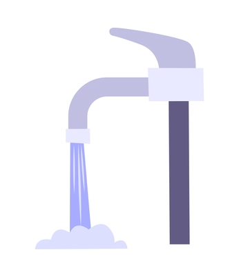 Water flowing from tap on white background flat vector illustration