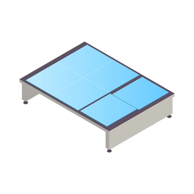 Isometric pvc windows production icon with three sheets of different size on table 3d vector illustration