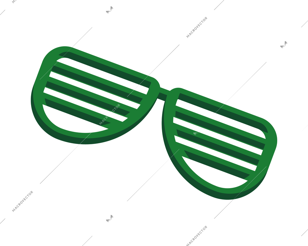 Photo booth props with flat fake green glasses on white background vector illustration