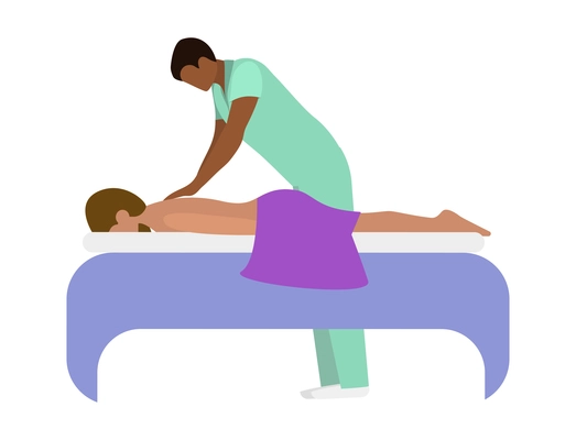 Woman having body massage in spa salon flat vector illustration