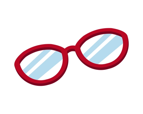 Photo booth props accessory with flat red glasses on white background vector illustration