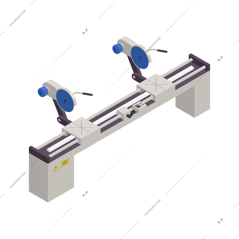 Pvc window production glass manufacturing equipment isometric icon on white background 3d vector illustration