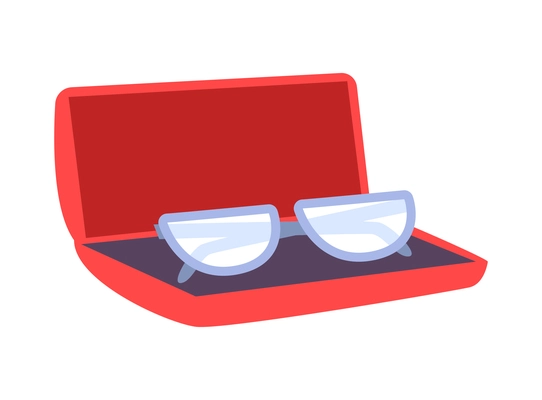 Spectacles in red case flat icon on white background vector illustration