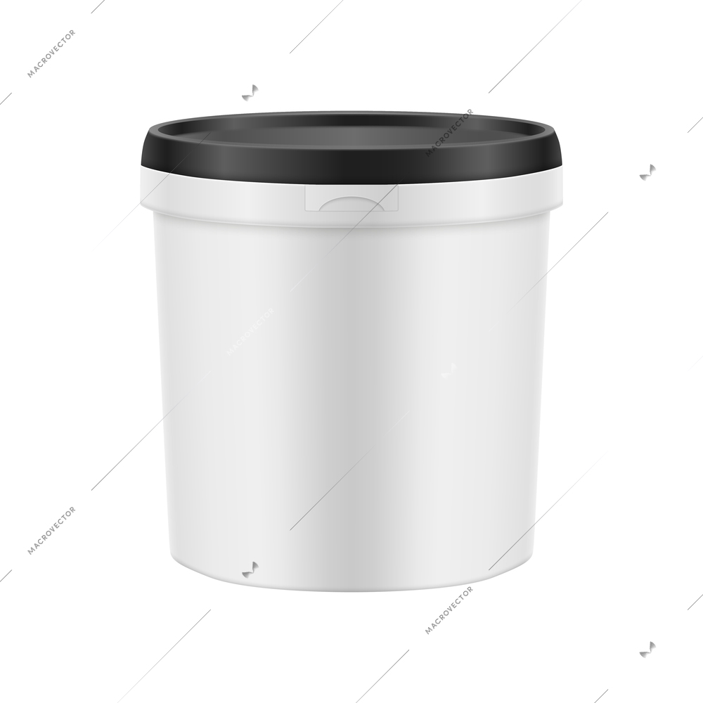 Realistic blank plastic jar with black lid on white background vector illustration