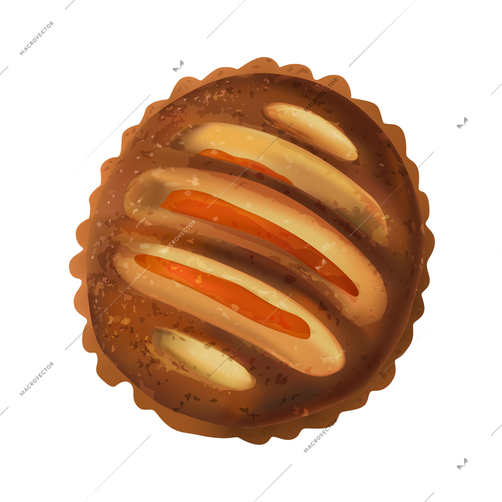 Realistic biscuit with fruit jam filling vector illustration