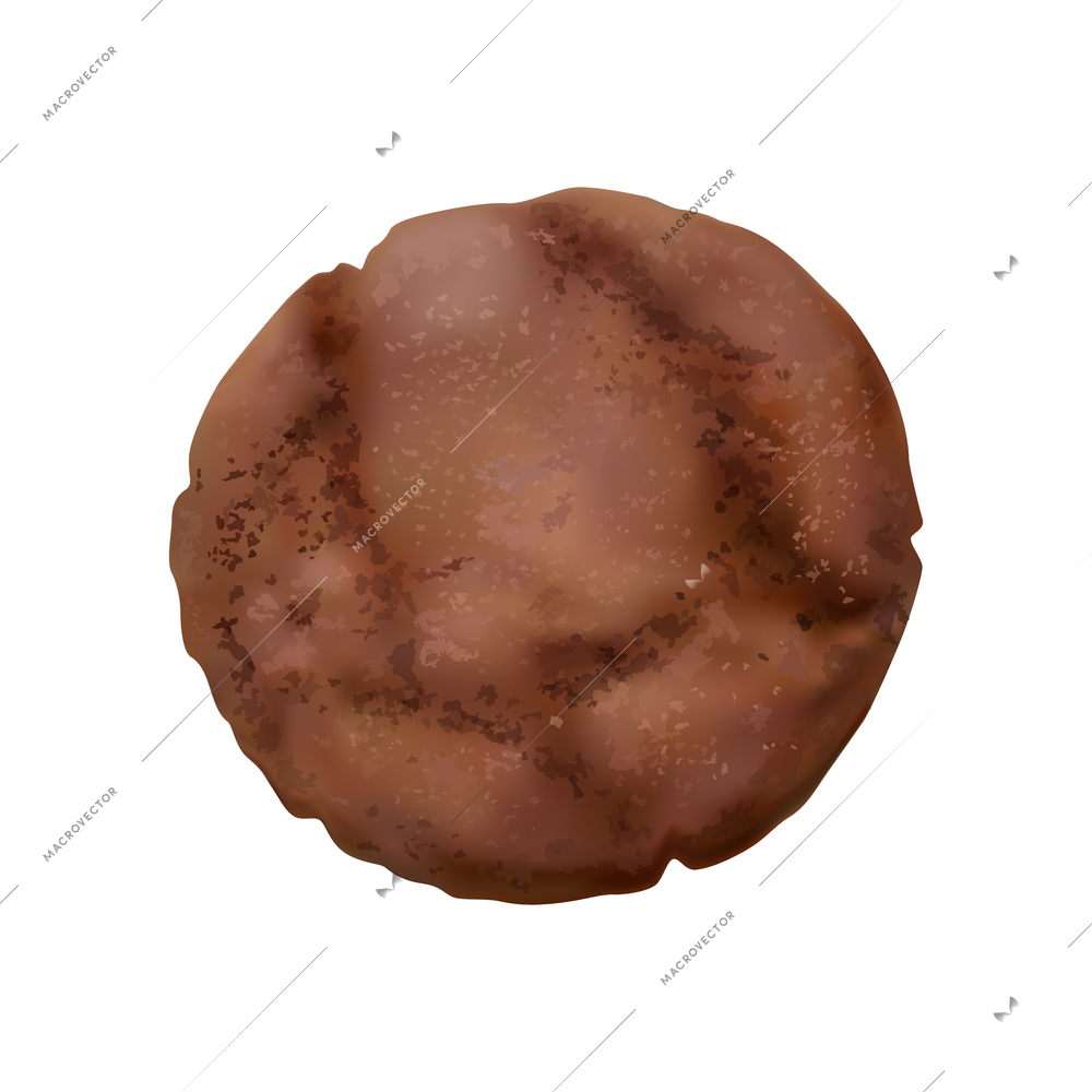 Realistic round chocolate cookie on white background vector illustration