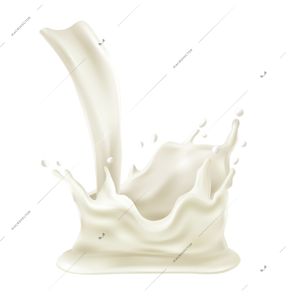 Realistic pouring milk or cream splashes vector illustration