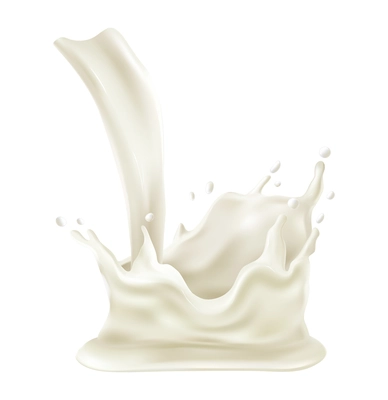 Realistic pouring milk or cream splashes vector illustration