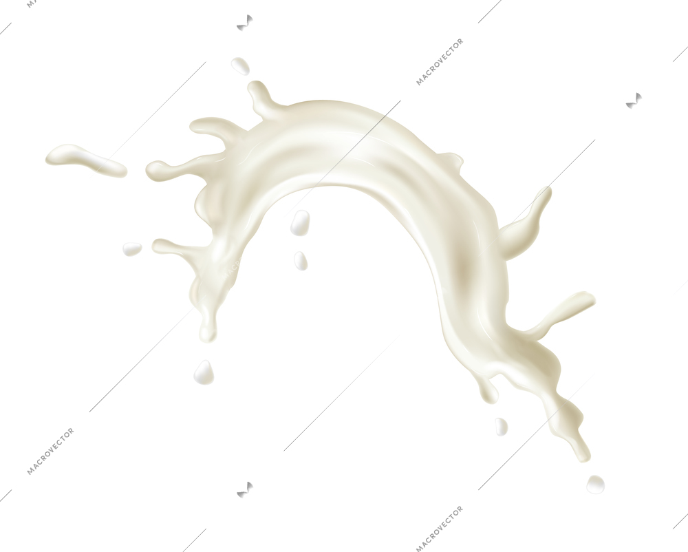 Realistic white splash of milk cream or yogurt vector illustration