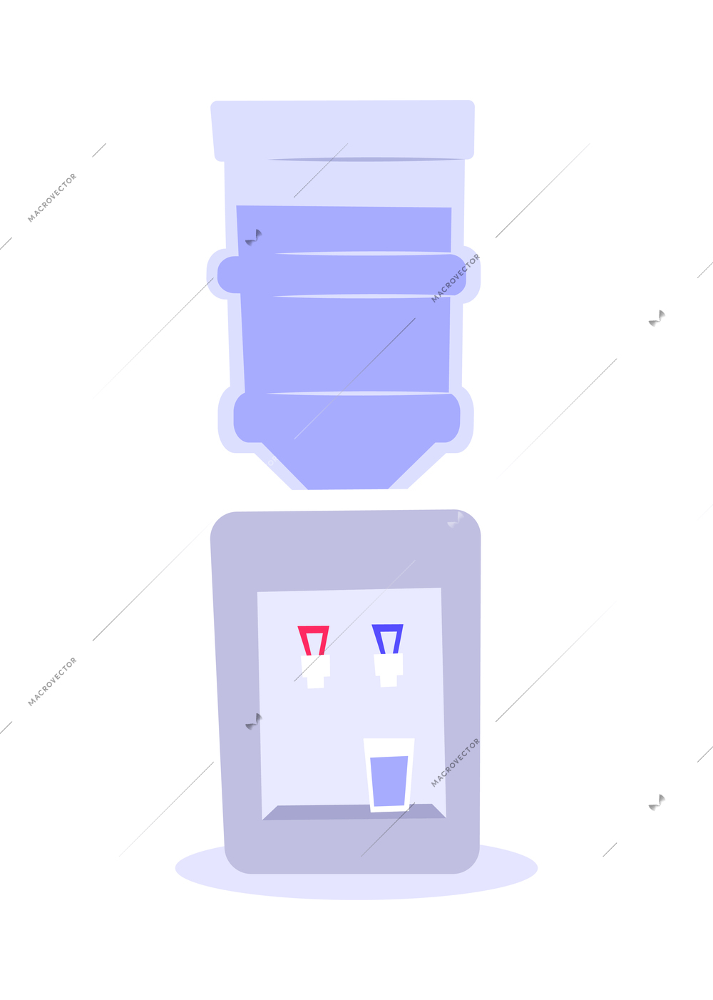 Water cooler with plastic bottle on white background flat vector illustration