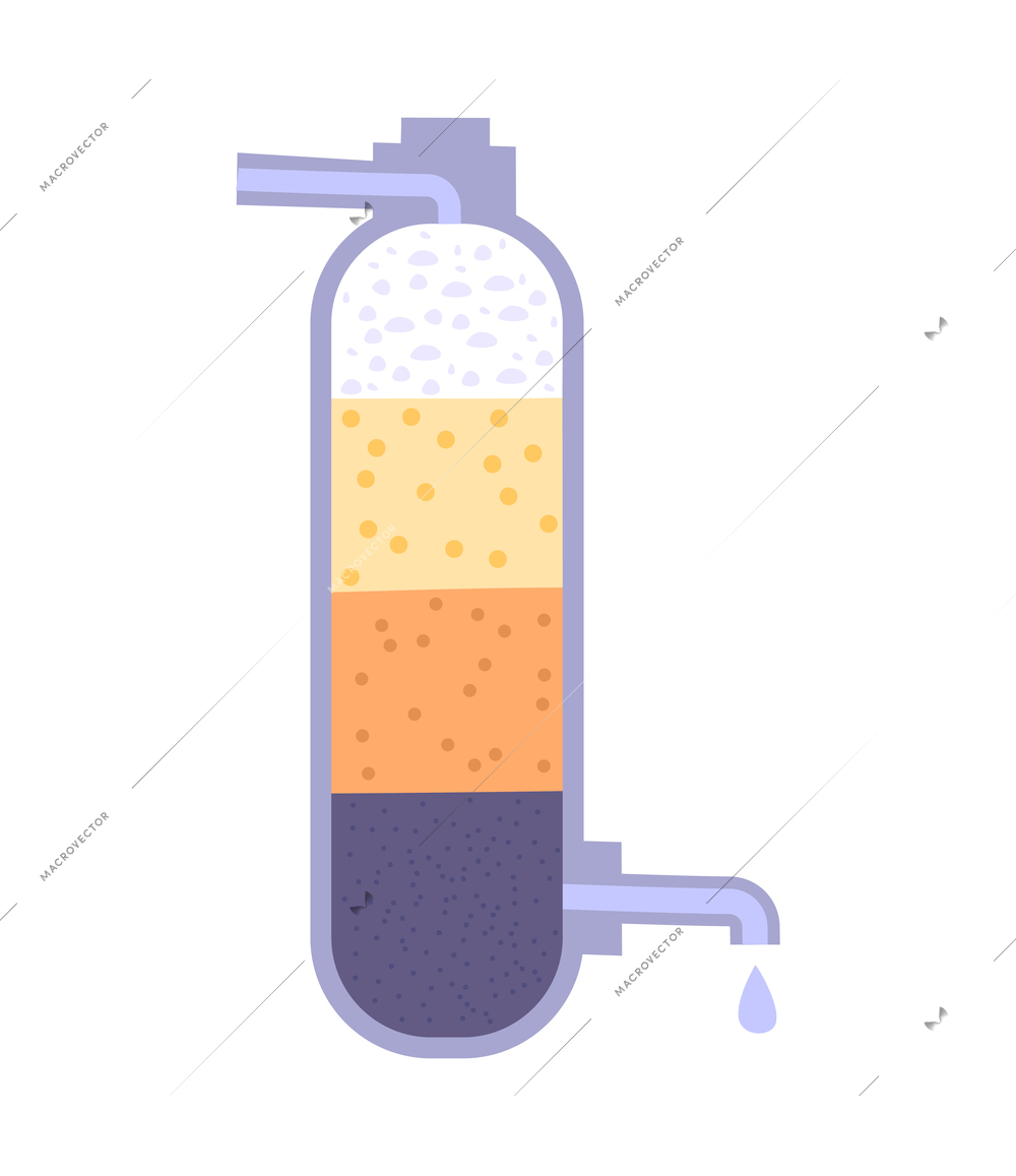 Water purification filter flat icon on white background vector illustration