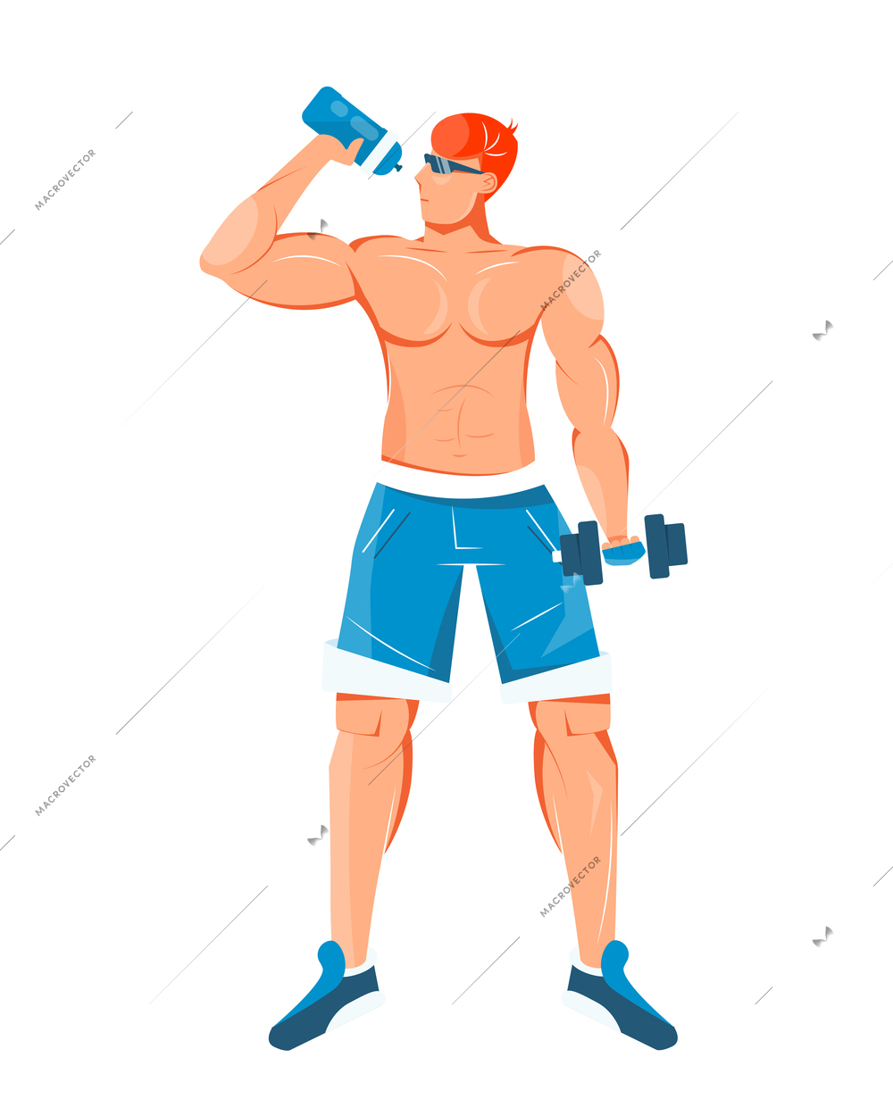 Gym Exercise Dumbbell with Water Bottle vector illustration.