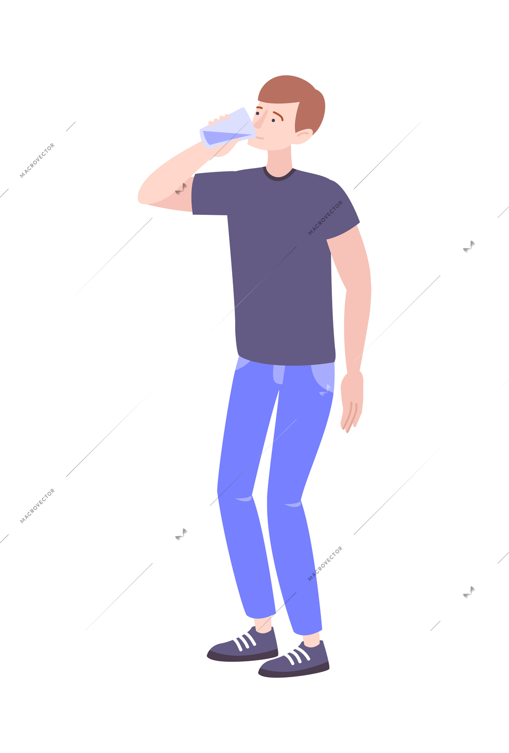 Flat icon with man drinking water from glass vector illustration