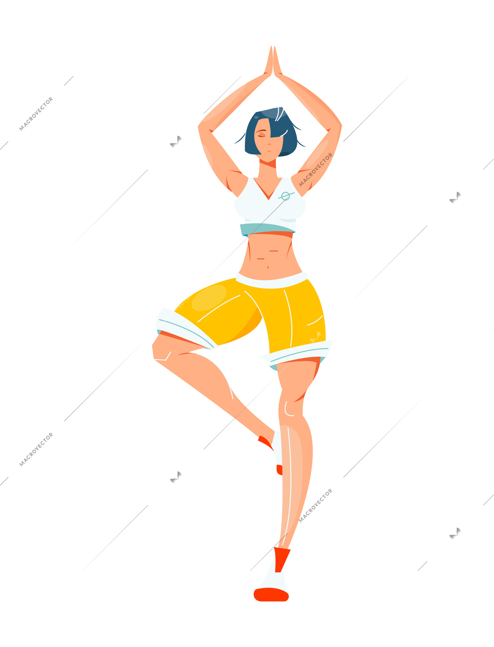 Flat icon with woman performing yoga asana on white background vector illustration