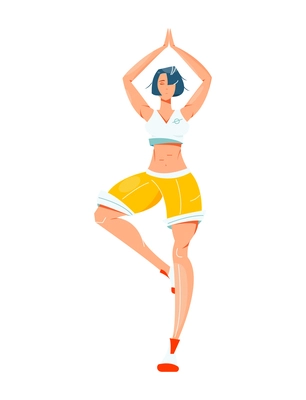 Flat icon with woman performing yoga asana on white background vector illustration