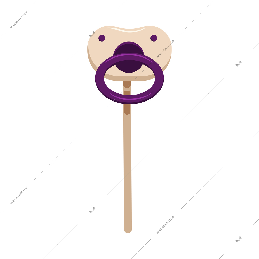 Funny photo booth props with dummy on stick flat vector illustration