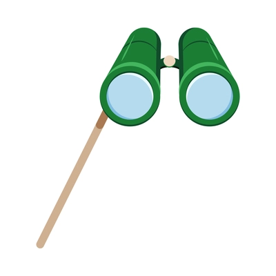 Photo booth props accessory with green binoculars on stick flat vector illustration